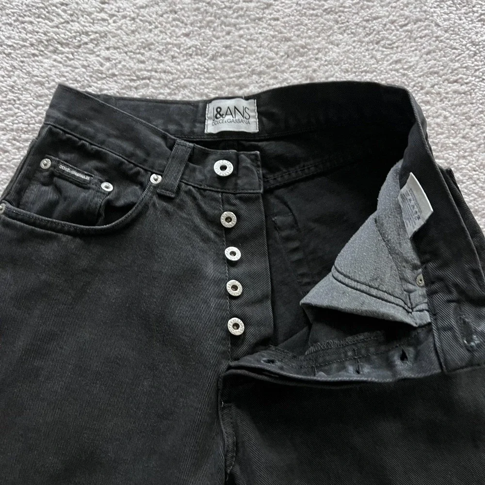 Dolce & Gabbana J&ANS‎ Jeans Mens 26x28 Black Straight Button Fly Raw Hem Italy